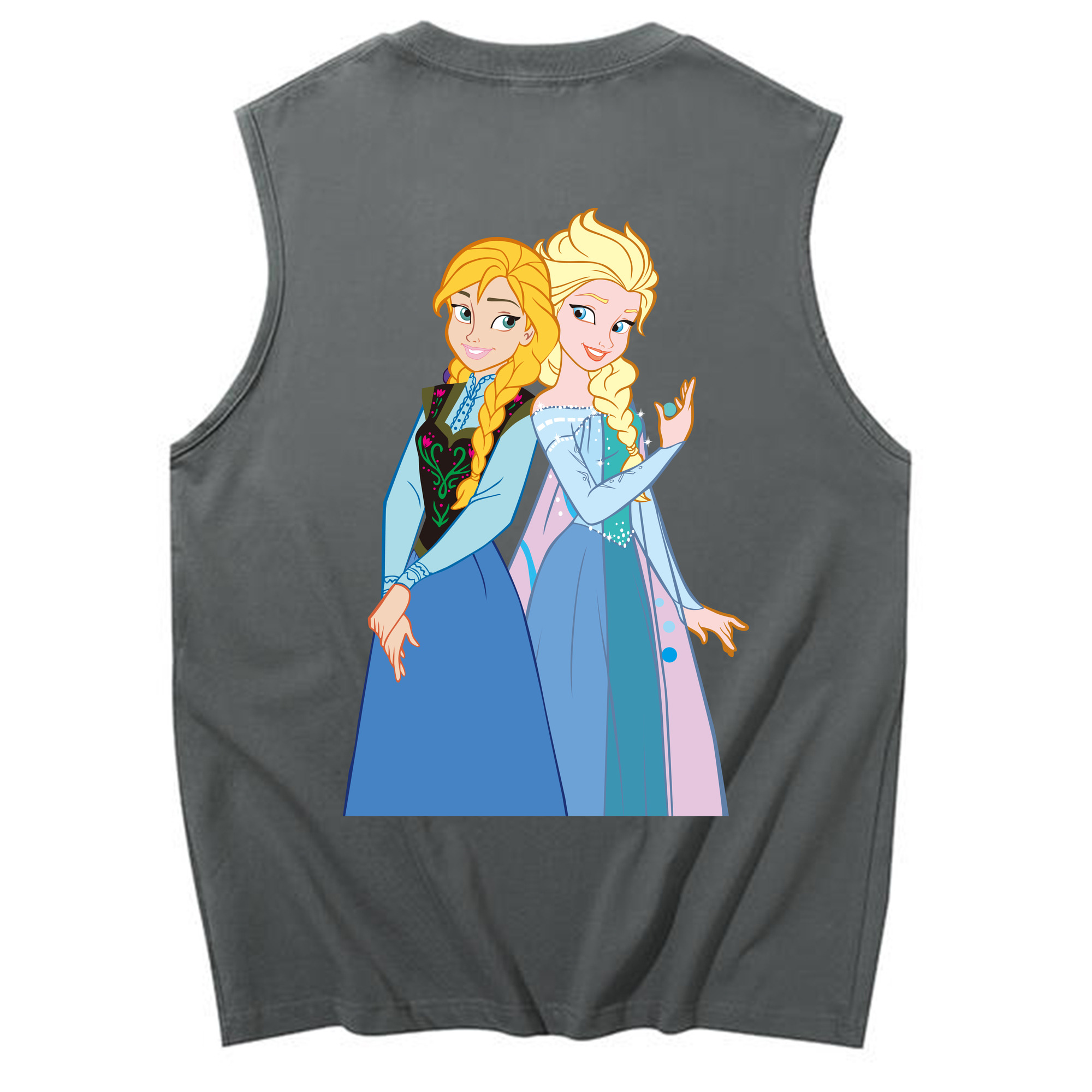 （画像用） アナと雪の女王 アンナ エルサ Frozen Anna Elsa コットン100％タンクトップ（背面プリント）